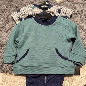 Stylish Teal and Navy Kids Sweatshirt